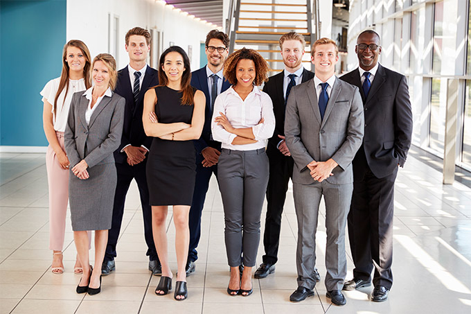 multi race group of people in business attire